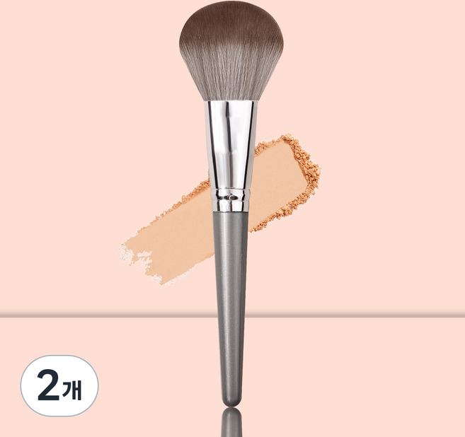 차차바이 볼터치 빅브러쉬 치크볼터치 파우더브러쉬 메이크업브러쉬, 2개, 그레이