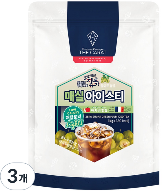 더캐럿 제로슈가 매실 아이스티 파우더 분말, 1kg, 3개, 1개입