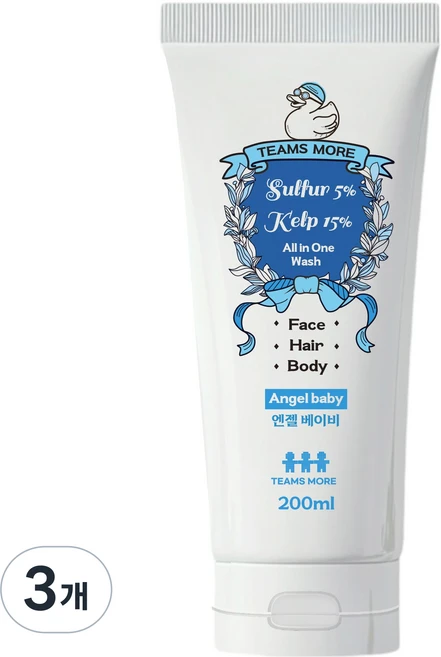 팀스모어 올인원 워시 엔젤베이비, 200ml, 3개 - 쿠팡