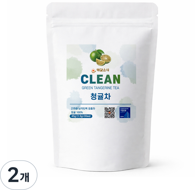 해담은티 청귤차 생분해 삼각티백, 2개, 30개입, 1.5g