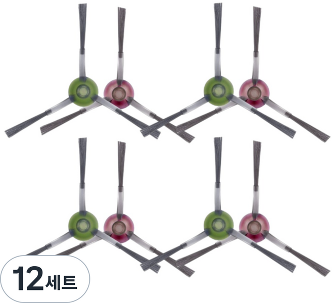 에코프렌즈 에코백스 T20 T10 X1 T8 T9 N8 N10 사이드브러시 사이드브러쉬 호환 소모품, 12세트, 사이드브러쉬 블랙