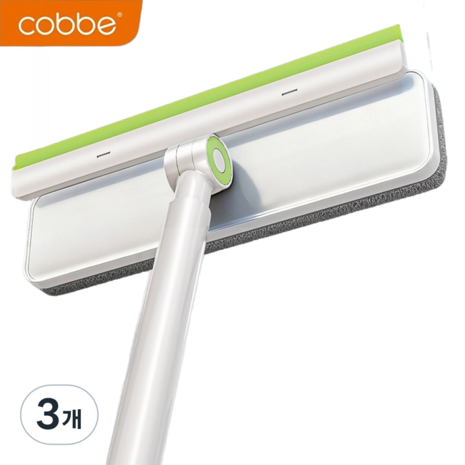 cobbe매직창문청소기 다용도청소도구 창문 유리문 거울청소에적합 섬유천과실리콘스크레이퍼일체형 길이조절가능한스테인레스손잡이 가정용청소필수품 청소편의성UP 청소효과UP, 1+3, 3개