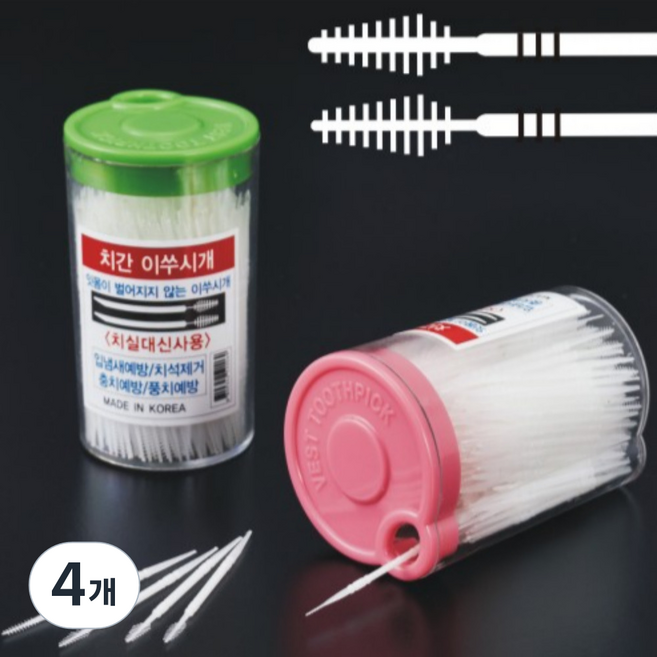 잇몸이 벌어지지 않는 치간칫솔 이쑤시개 탁상용, 300개입, 4개