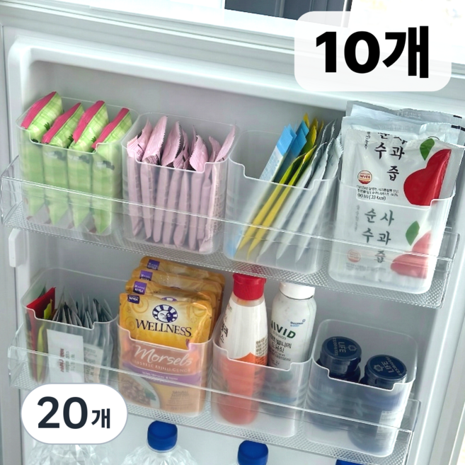데이모노 냉장고 도어포켓 공간 활용 정리함, 20개, 반투명