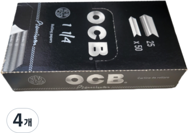 OCB 오씨비 프리미엄 페이퍼 78mm 1BOX(25EA), 4개, 블랙
