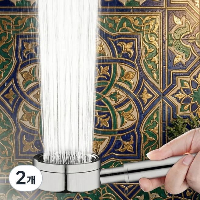 호텔식 무광 SUS304정품 샤워기헤드 절수 수압상승, 실버(무광스텐), 2개