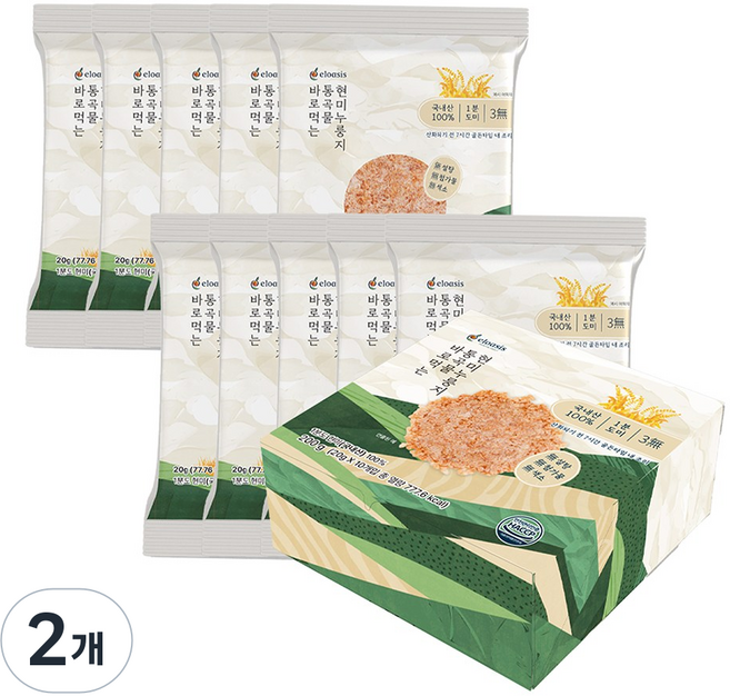 저당 간식 바로 먹는 1분도 현미 누룽지 현미칩, 2개, 200g