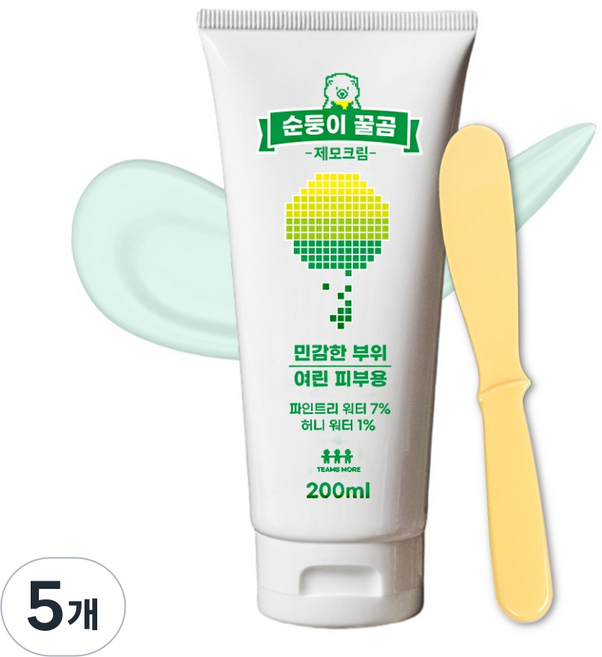 올리브영 팀스모어 순둥이 꿀곰 제모크림 브라질리언 왁싱크림 겨드랑이 왁싱, 200ml, 5개