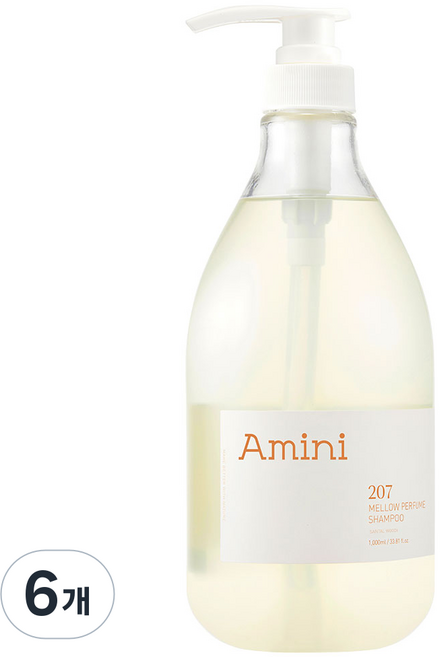 아미니 약산성 단백질 두피케어 샴푸 상탈우디향 (자연유래 계면활성제 100%), 1L, 6개