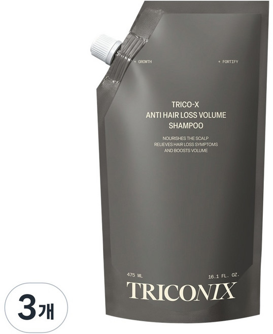 트리코닉스 트리코엑스 탈모완화 볼륨 샴푸 파우치 리필팩, 3개, 475ml