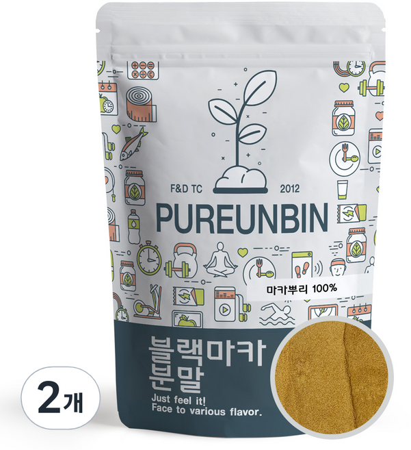 푸른빈 블랙 마카 분말 가루, 2개, 500g