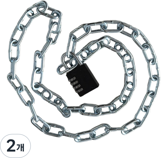 진진체인 쇠사슬 자물쇠 체인 1.45M 대문 창고 현관문 잠금 도난방지 가정용, 50L 2개세트, 2개, 실버