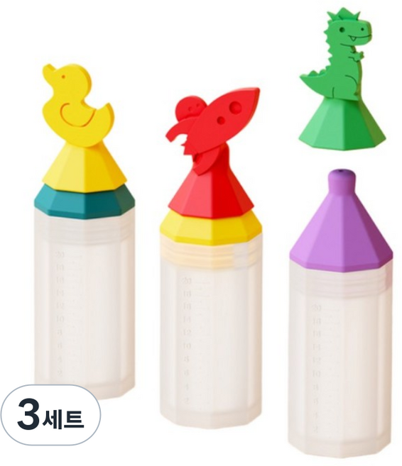 이크 실리콘 투약병 투명눈금 20cc 3종, 3세트