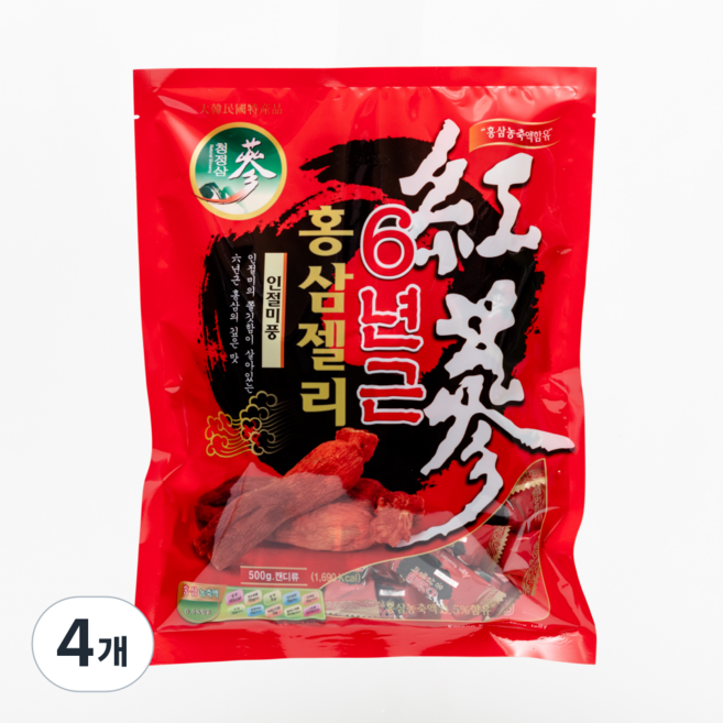 청정인삼 6년근 고함량 홍삼 젤리, 500g, 4개