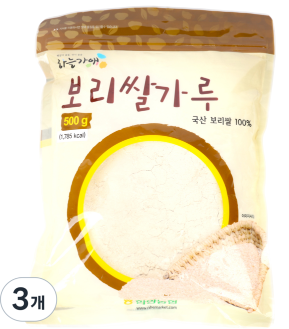 함양농협 하늘가애 국산 보리쌀가루, 500g, 3개