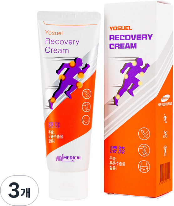 요슬리커버리크림 우슬 두충 은행잎 측백 석창포 피부속 시원하고 보들보들 통증완화 마사지크림, 3개, 1개입