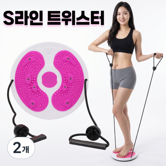 KM SPORTS S라인 트위스트 허리회전 운동기구, 핑크, 2개