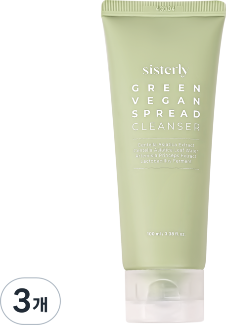 시스터리 그린 비건 스프레드 클렌저 떡솝 클렌징폼, 3개, 100ml