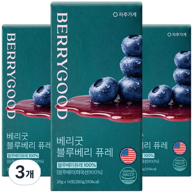 자주가게 미국산 블루베리 퓨레 100% 스틱 nfc 베리굿, 6개, 280g