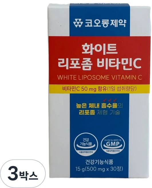 코오롱제약 화이트 리포좀 비타민C, 3박스, 30정 - 쿠팡