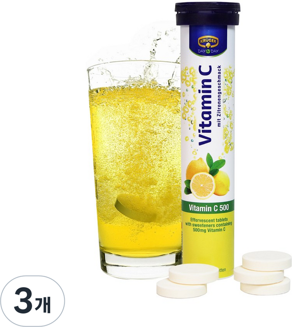 크루거 비타민C 500 발포비타민 레몬맛 20정 고함량 비타민C 발포정, 3개