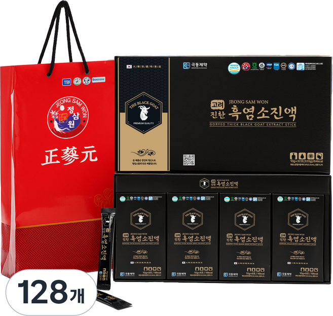 정삼원 정품 고려 진한 흑염소 진액 스틱, 128개, 10ml