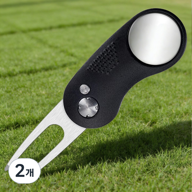골프 캐디 라운딩 원터치 접이식 그린 디봇 수리기, 2개, 블랙
