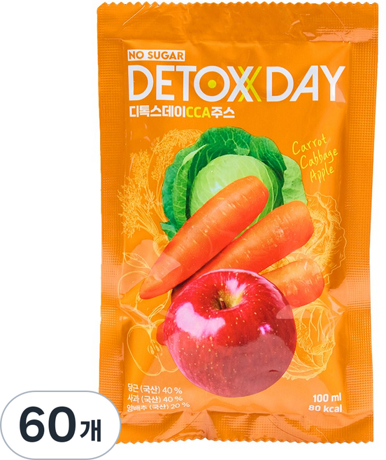 껍질까지 갈아 넣은 디톡스데이 CCA주스, 100ml, 60개