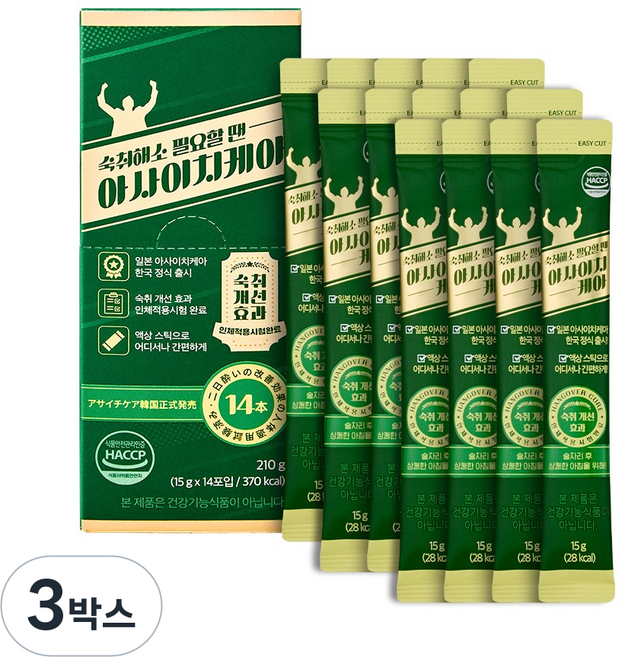 숙취해소제 아사이치케아 액상 스틱형 14포입, 3박스, 210g