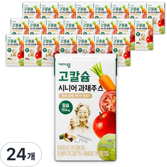 케어웰 고칼슘 시니어 과채주스 과일 야채즙 간식, 48개, 145ml