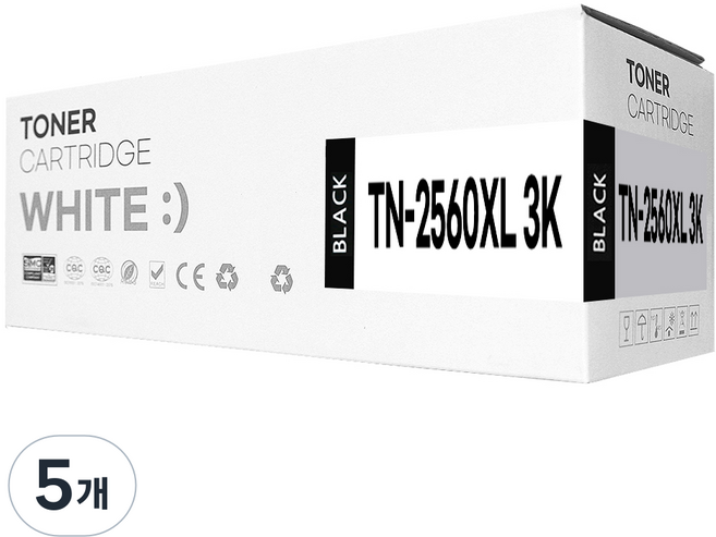 TN-2560XL 대용량 호환 토너, 5개, 검정