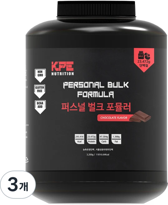 퍼스널벌크포뮬러 게이너 3.2kg 식물성단백질 탄수화물 프로틴 보충제, 3개 - 쿠팡