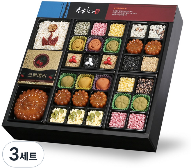 수담한과 고급지함1호 예담 2단구성 한과 선물 세트, 3세트, 1kg