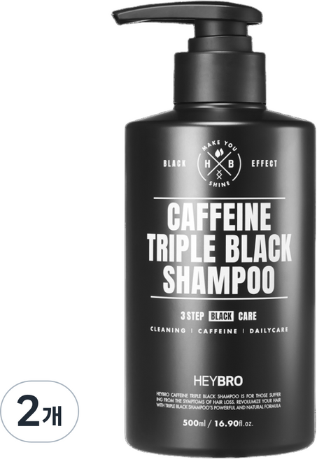 5위 - HEYBRO 카페인 트리플 블랙 샴푸, 500ml, 2개