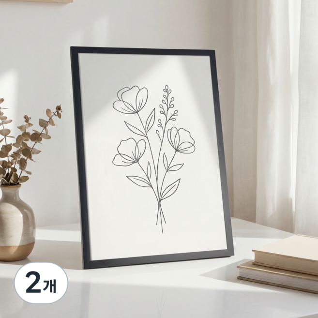 액자 프레임 대형 액자 벽걸이 탁상용 웨딩 결혼식 가족사진, 2개, 블랙