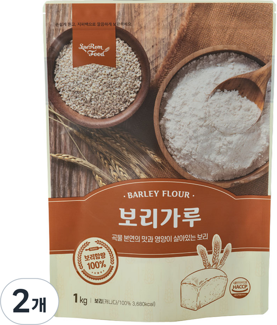 새롬푸드 보리가루, 1kg, 2개