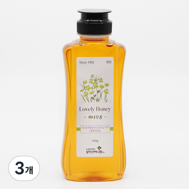 설악산허니팜 자연벌꿀 피나무꿀, 500g, 3개