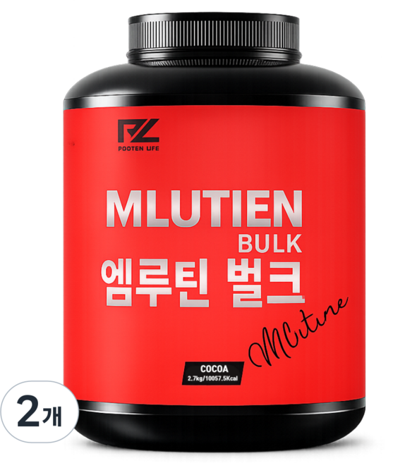 엠루틴벌크 게이너프로틴 틴수화물보충제 벌크업프로틴 연한코코아 곡물맛, 2개, 2.7kg