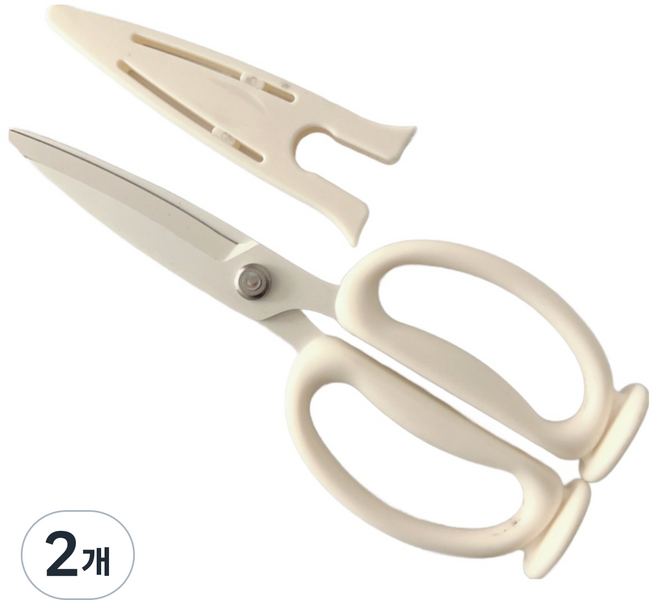 TWIN WOLF 프리미엄 스테인리스 주방가위 칼집세트 세워보관 닭뼈절단 불고기가위 가정용, 2개, 하얀색