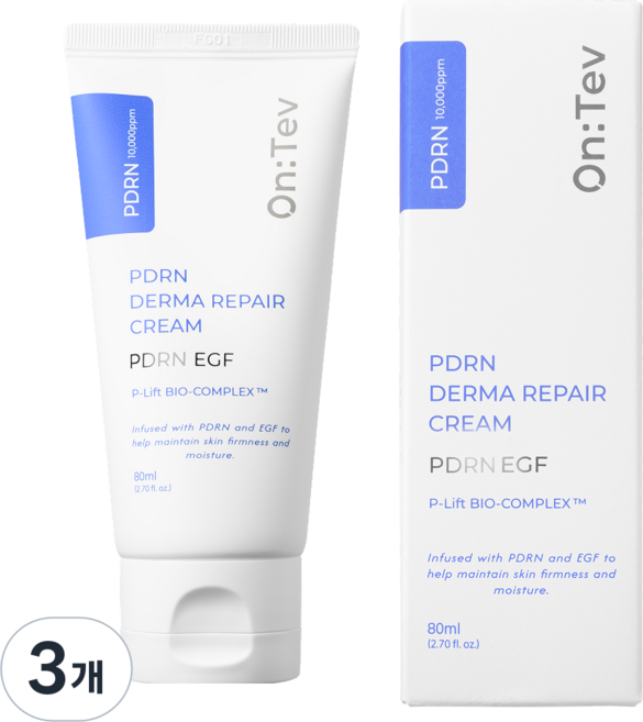 팔자주름크림 온테브 PLLA 탄력 진정 PDRN크림 (EGF 7종펩타이드 세라마이드), 3개, 80ml