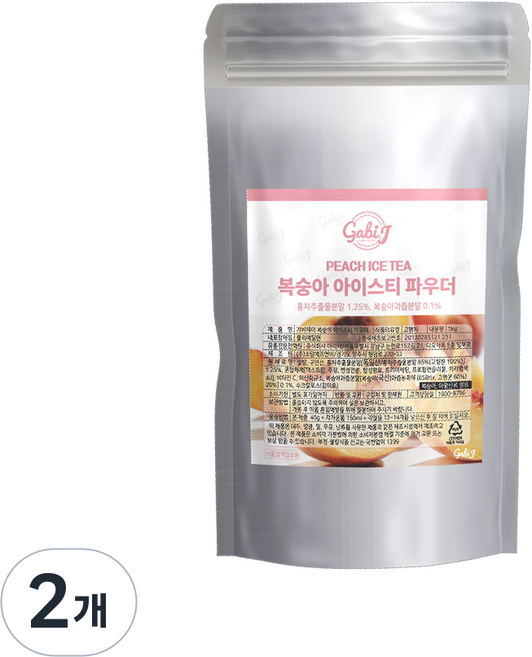 가비제이 복숭아 아이스티 파우더, 2개, 1개입, 1kg