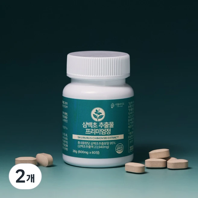 삼백초 추출물 프리미엄정 100% 국내산 식물성 삼백초 600mg, 2개, 60정 - 쿠팡