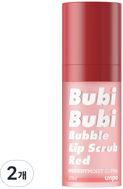 언파 부비부비 버블 립 스크럽 레드 비치스트로베리 PHA 함유, 레드/스트로베리, 10ml, 2개