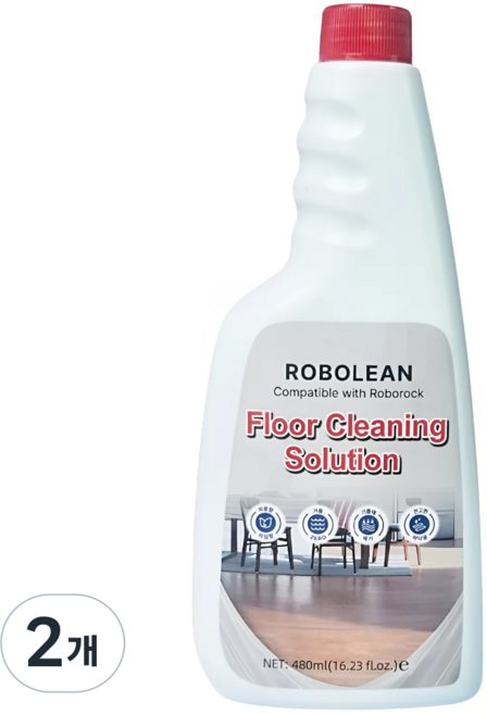 로보린 로보락 전용세제 호환 로봇청소기 세정제 480ml 클리너, 2개