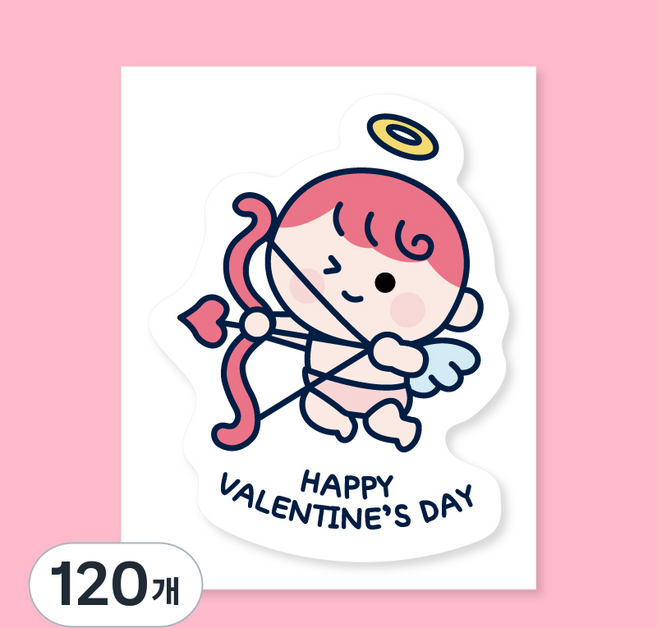 [주랑이네] 발렌타인데이 스티커 하트뿅 쥬피트 발렌타인데이스티커, 120개