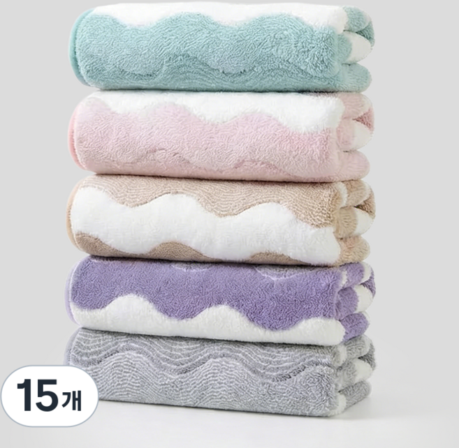 Sherrich 호텔수건 극세사 부드러운 스트라이프 먼지없는 수건, 15개, 혼색