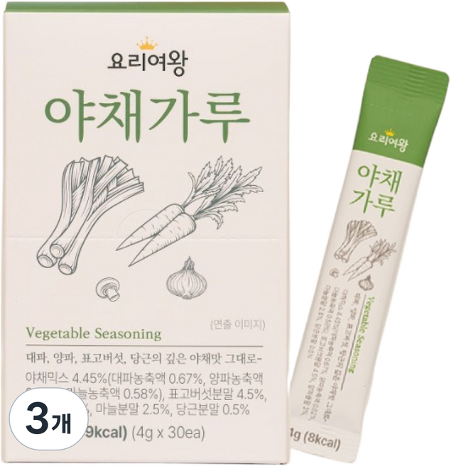 요리여왕 스틱육수 가루육수 야채가루, 3개, 120g