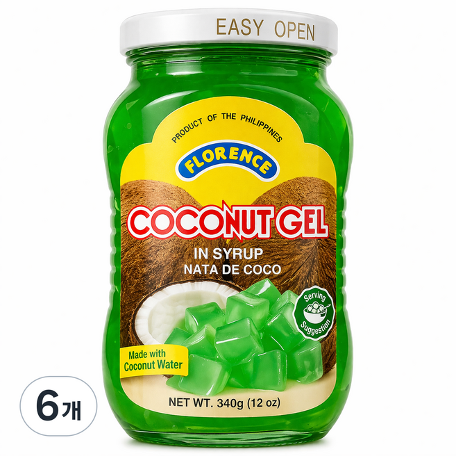 필리핀 Nata de Coco (Coco gel) 나타드 코코 (그린)340g, 6개, 340g