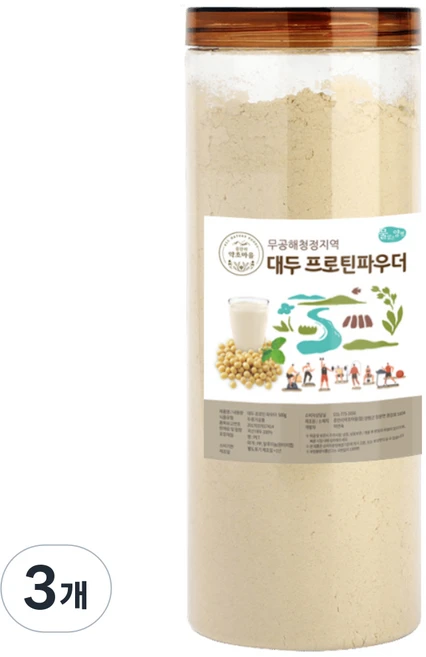 국산 대두프로틴파우더 단백질쉐이크 식물성콩 한끼식사대용 다이어트 단백질보충제, 500g, 3개 - 쿠팡