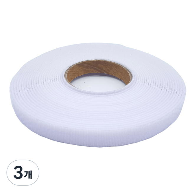 폭 2cm 국산 잘라쓰는 전선정리 암수한몸 양면벨크로타이 흰색, 일반형, [1] 10미터 1롤, 3개